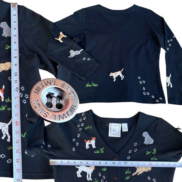 Michael Simon Lite 100% Cotton Dog Paw Print Sweater Sz S - Picture 6 of 7